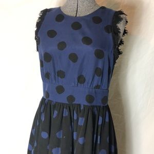 Corey Lynn Calter Blue/Black Polka Dot Dress (4)